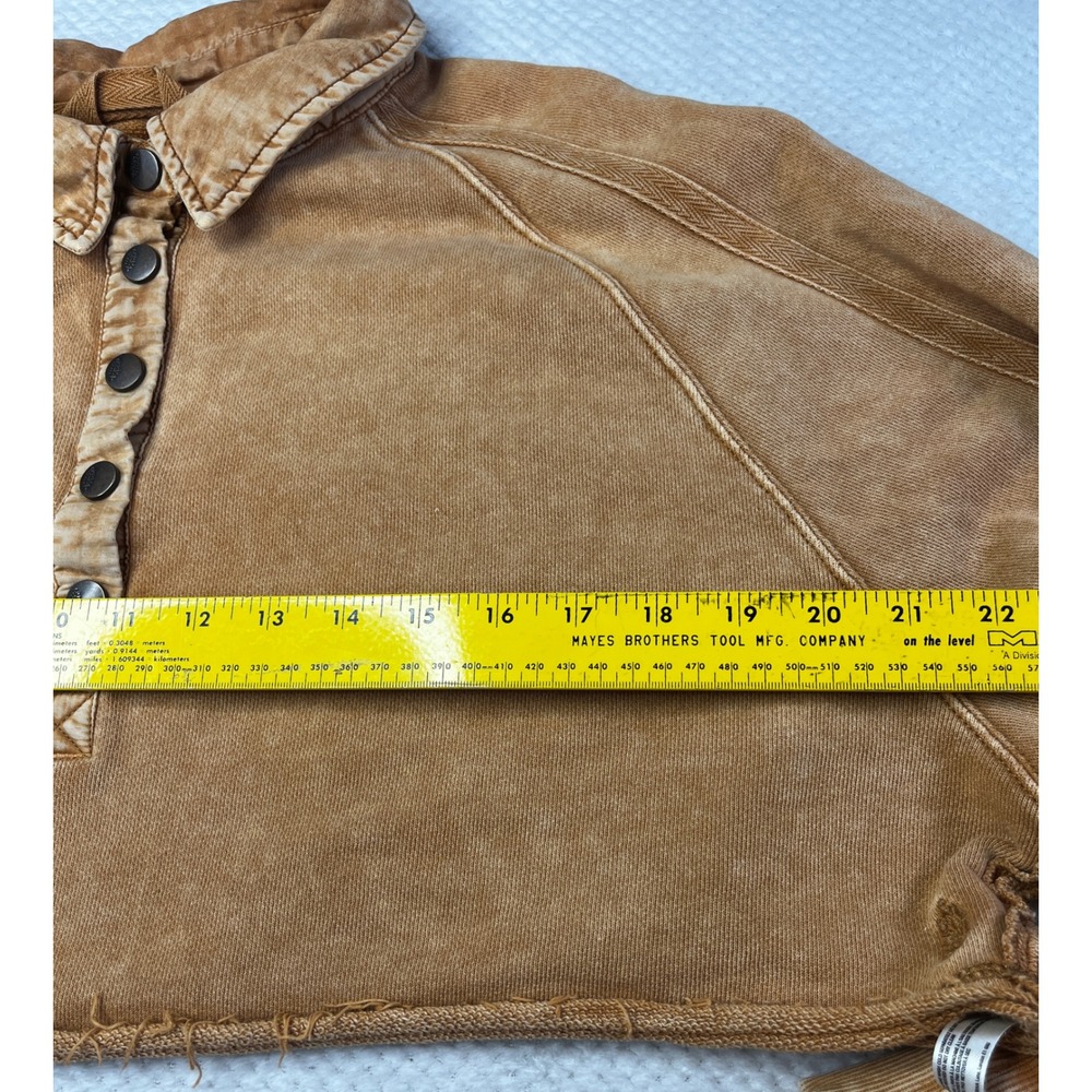 Free People Movement Cropped Pullover Sweatshirt Washed Amber Collared Size M - Picture 6 of 8